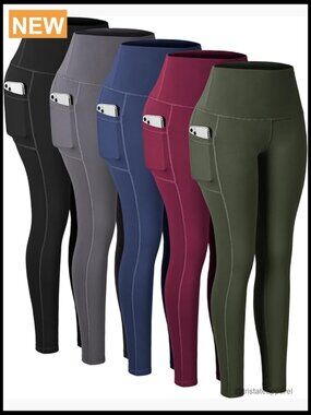 High Waist Tummy Control Leggings with Pockets Yoga Workout Pants